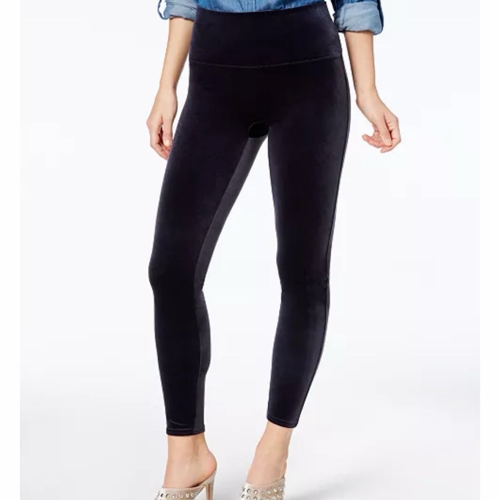 SPANX Velvet Leggings | XL | Navy Blue High-Rise Shaping Pants